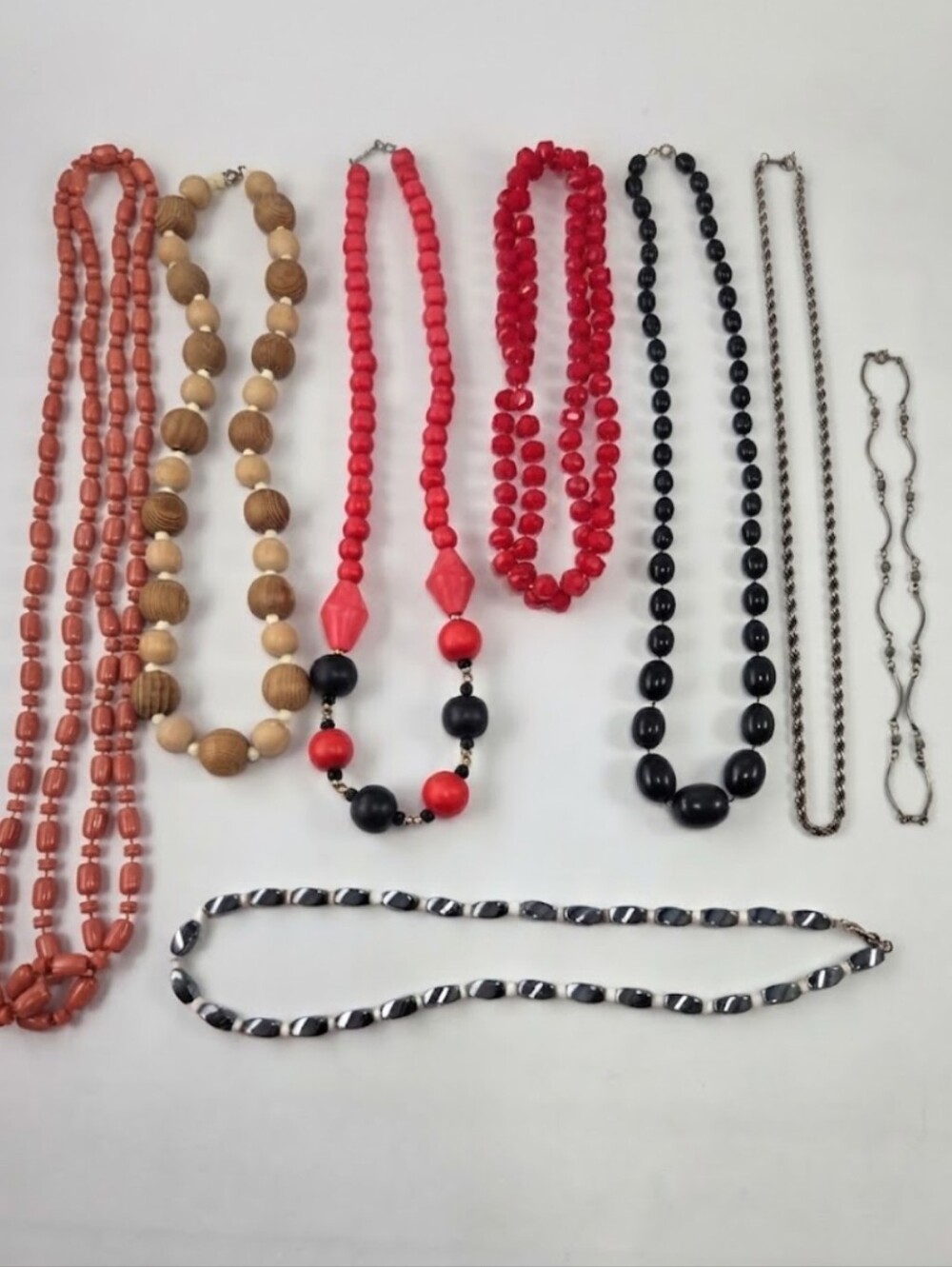 Vintage 1960s-80s Statement Necklace Lot, 8-Piece Retro Costume Collection